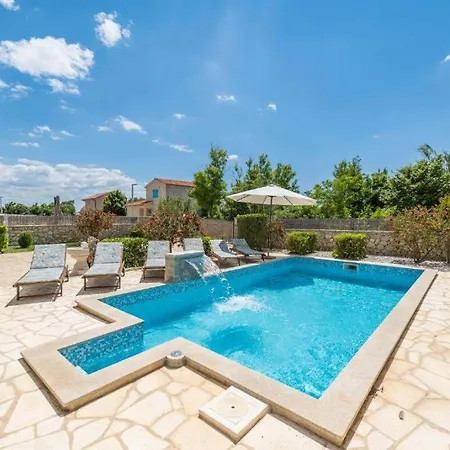 With Heated Pool, Waterfall, Sandy - By Traveler Tourist Agency Krk - Id 2170 Villa Privlaka (Zadar)